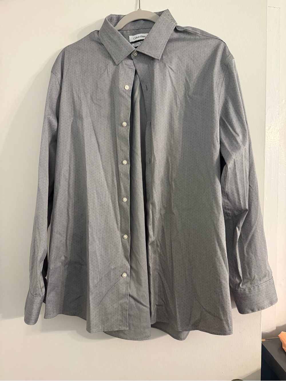 Calvin Klein Men's Light Gray Microdot Dress Shirt